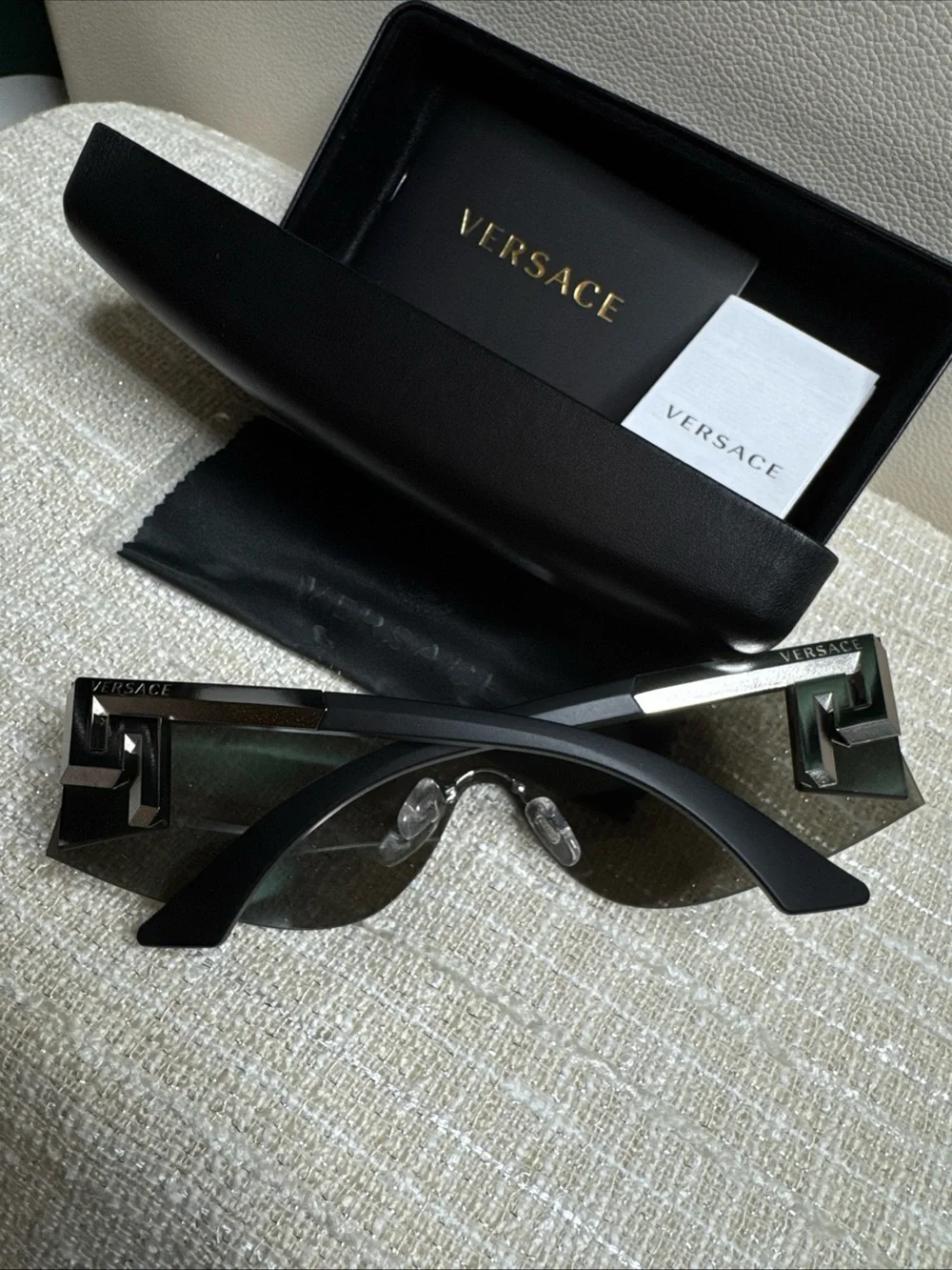 Versace Silver Shield Sunglasses with Mirrored Lens